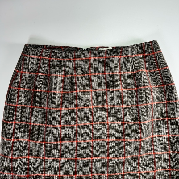 Harvé Benard Sport workwear wool pencil skirt herringbone windowpane size 12 - Picture 4 of 10